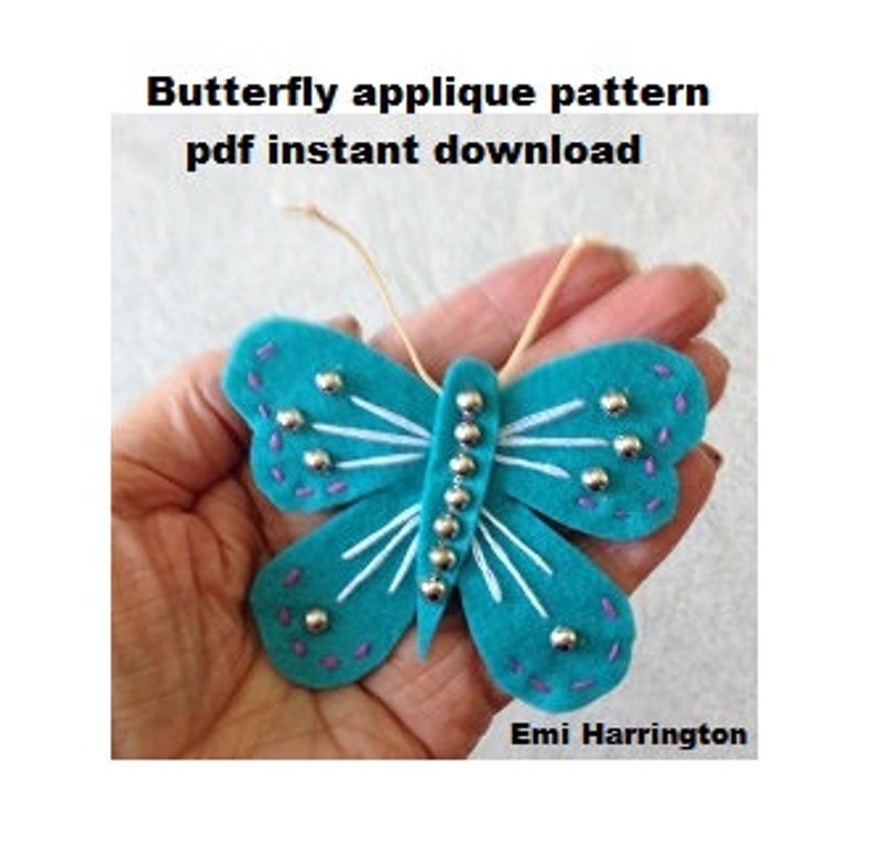 Felt Butterfly Pattern, Sewing pattern, Applique, embroidery pattern, plush toy insect, plushie pattern, image 2