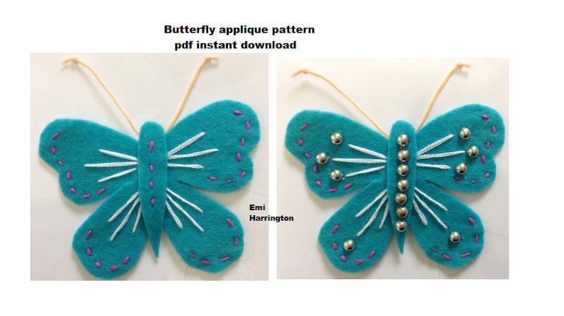 Felt Butterfly Pattern, Sewing pattern, Applique, embroidery pattern, plush toy insect, plushie pattern, image 6