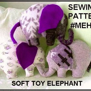 ELEPHANT sewing PATTERN, soft toy, baby toy, baby boy stuffed softie, MEH-53, new baby gift, easy sewing patterns, sewing for baby image 7