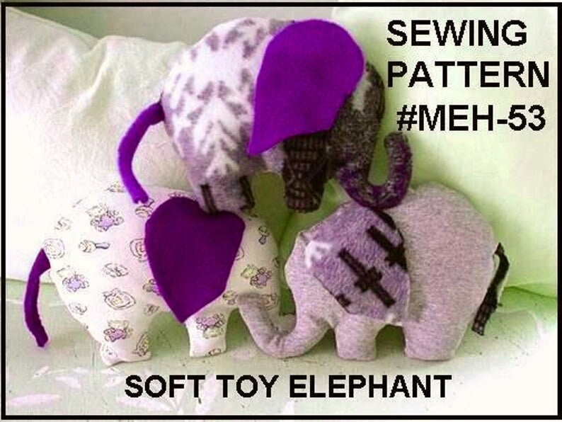 ELEPHANT sewing PATTERN, soft toy, baby toy, baby boy stuffed softie, MEH-53, new baby gift, easy sewing patterns, sewing for baby image 7