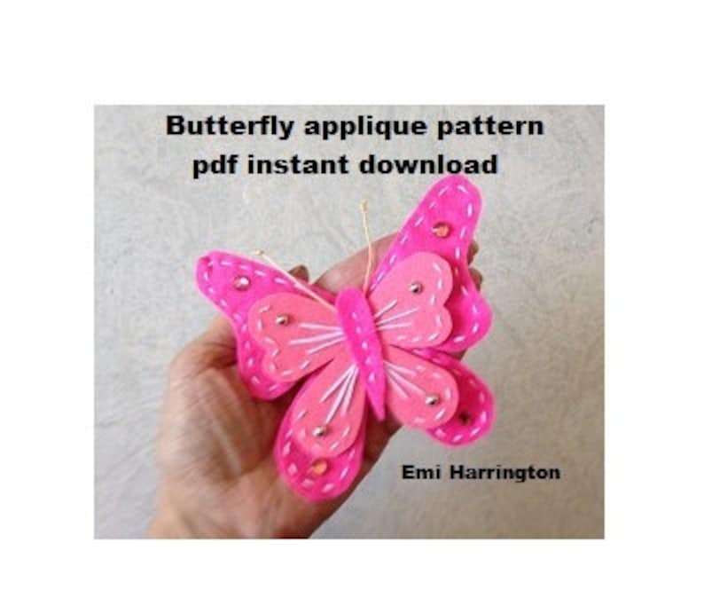 Felt Butterfly Pattern, Sewing pattern, Applique, embroidery pattern, plush toy insect, plushie pattern, image 3