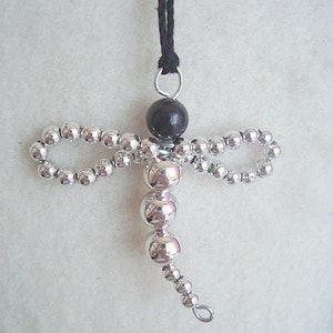 Jewelry supplies TUTORIAL, pattern findings , Dragonfly Silver Charm or Pendant num. 76 Mother's Day image 2