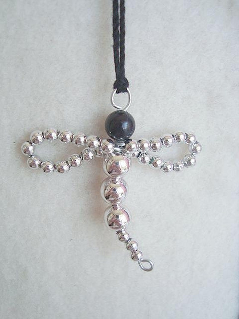 Jewelry supplies TUTORIAL, pattern findings , Dragonfly Silver Charm or Pendant num. 76 Mother's Day image 2