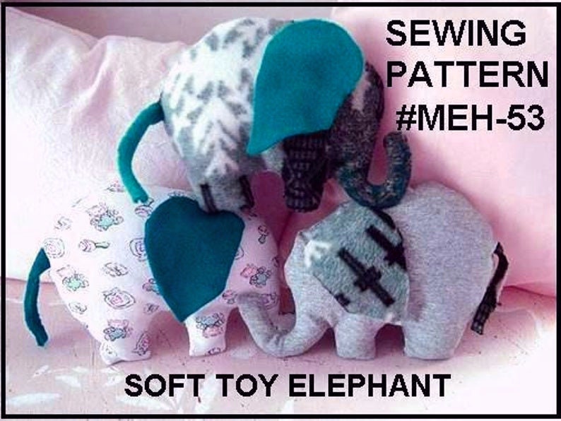 ELEPHANT sewing PATTERN, soft toy, baby toy, baby boy stuffed softie, MEH-53, new baby gift, easy sewing patterns, sewing for baby image 6