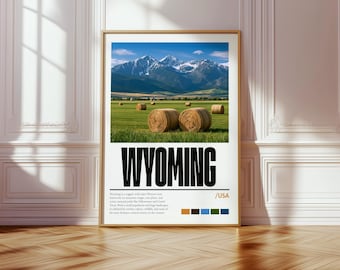 ワイオミング州のデジタルポスター、印刷可能なウォールアート、風景プリント、アメリカ旅行の装飾