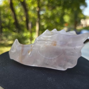 Rose Quartz Crystal Dragon Head Carving