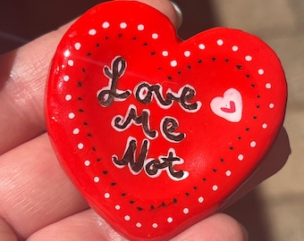 Valentines Day Worry Stones – Hand Painted Red Polymer Clay – Resin Sealed – Love & Luck Set