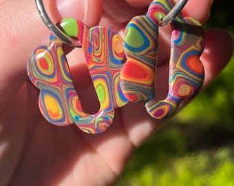 70s Retro Polymer Clay Earrings: Groovy Geometric Huggies