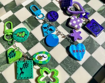 Handmade Polymer Clay Charm Keychain| Colourful Bag and Key Accessory| One of a Kind Charms