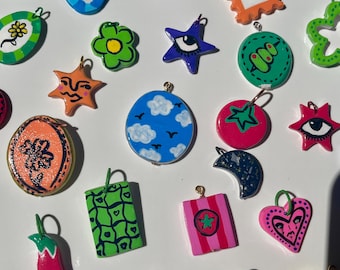 Playful Hand Painted Charms – Polymer Clay Jewelry Charms for Necklaces and Bracelets | Set 2