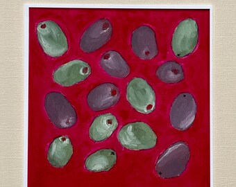 Olives Kitchen Art Print | Mediterranean Food Illustration