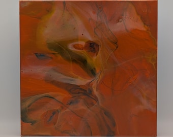 Abstrakcyjny obraz malowany farbami akrylowymi na płótnie 12” x 12” (#281)