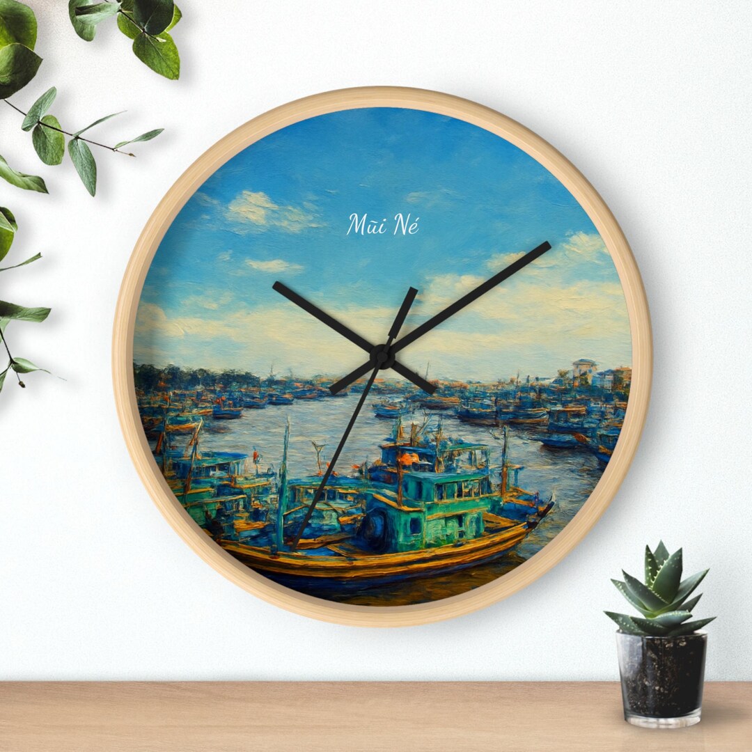 Mui Clock Mui Ne Fishing Village Clock, Coastal Vietnam Wall Clock, Ocean Harbor ...