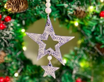 Large Star with Drop - Handmade Ceramic Christmas Ornament