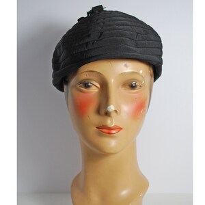 Vintage Best & Co. Womens Black Grosgrain Ribbon Cloche hat