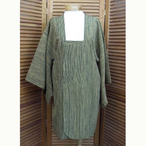 Kimono vintage de seda japonesa Haori con rayas negras y doradas
