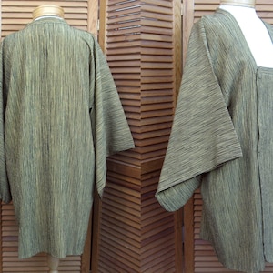 Vintage Kimono Black and Golden Stripe Haori Japanese Silk