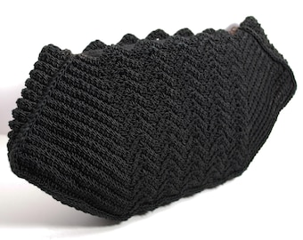 Pochette vintage Corde/ sac à main/ sac à main/ années 40/ livre de poche/ seconde guerre mondiale/ temps de guerre/ noir