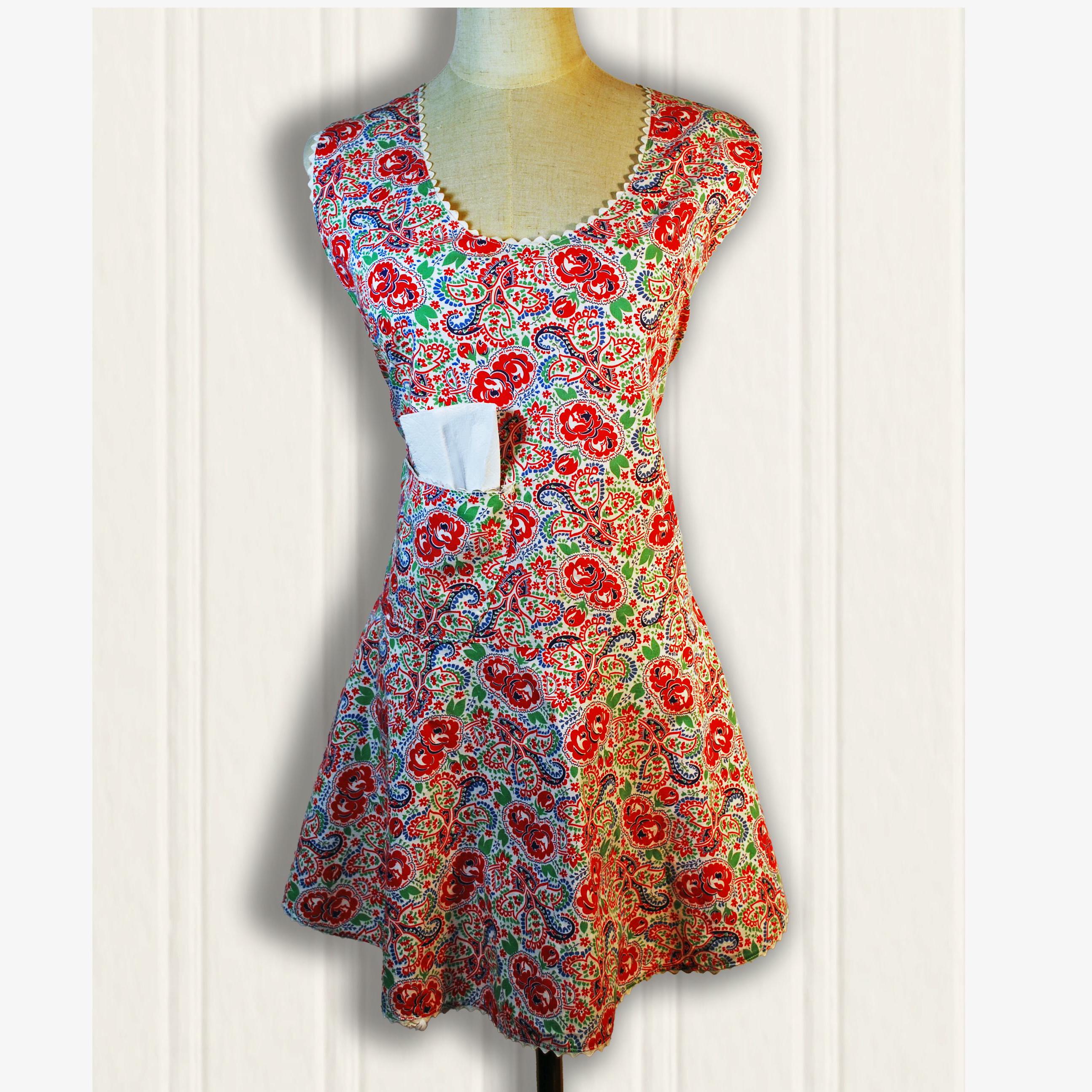ヴィンテージ花柄エプロン、1940年代風ドレス - Etsy 日本