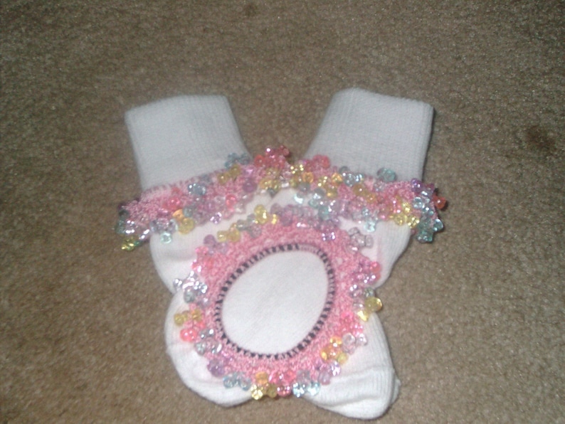 Pink and Pastels Beaded Socks and Scrunchie Sale