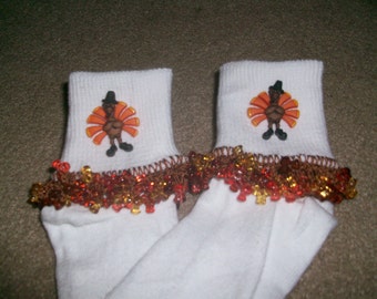 Thanksgiving Turkey Beaded Socks