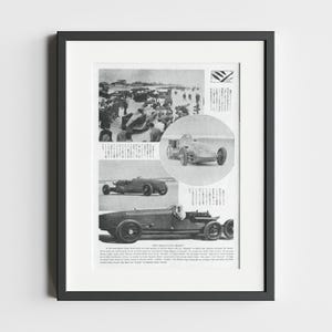 Rare photo de course de Daytona – Record de vitesse | Histoire de la course | affiche de voiture rétro | Malcolm Campbell | Major Segrave | Merlebleu | Plage de Daytona