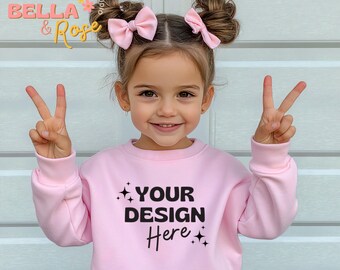 Kid's Sweatshirt Mockup, Pink Sweatshirt Mockup, Gildan 18000B Mockup, Girl Sweatshirt Mockup, Youth Sweatshirt Mockup, Kid's sweatshirt.