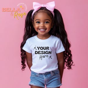 Kid&#39;s T-Shirt Mockup, White T-Shirt Mockup, Bella and Canvas 3001Y Mockup, Toddler Girl Mockup, Youth T-Shirt Mockup, Summer T-shirt Mockup.