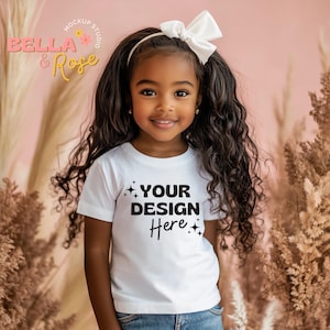 Kid&#39;s T-Shirt Mockup, White T-Shirt Mockup, Bella and Canvas 3001T Mockup, Toddler Girl Mockup, T-Shirt Mockup, Toddler T-Shirt Mockup.