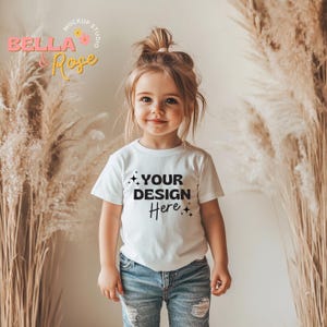 Kid&#39;s T-Shirt Mockup, White T-Shirt Mockup, Bella and Canvas 3001T Mockup, Toddler Girl Mockup, T-Shirt Mockup, Toddler T-Shirt Mockup.