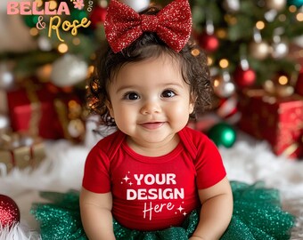 Kid's Christmas Mockup, Red Bodysuit Mockup, Rabbit Skins 4400 Mockup, Infant Bodysuit Mockup, Latina Baby Mockup, Baby bodysuit Mockup.