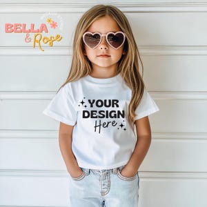 Kid&#39;s T-Shirt Mockup, White T-Shirt Mockup, Bella and Canvas 3001T Mockup, Toddler Girl Mockup, T-Shirt Mockup, Toddler T-Shirt Mockup.