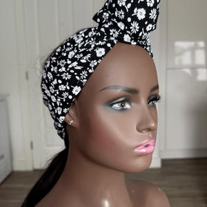 Satin lined wide reversible headband with ties, Non Stretch Ankara headband, Ankara bandana, African print satin lined turban headband