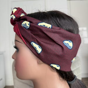 Satin lined reversible wide headband with ties, Non Stretch Ankara headband, Ankara bandana, African print satin lined turban headband