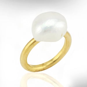 Anello portafortuna, Anello portafortuna di giugno, Anello perla bianca, Gioielli con perla d&#39;acqua dolce, Anello perla dichiarazione, Regali per la festa della mamma, Spedizione gratuita