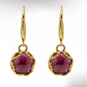 Women Solid Gold Earrings Vintage, 9k/14k Art Deco Garnet Earrings ...