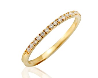 Half Eternity Ring Diamond, 14K Half Eternity Ring, Gold Stackable Ring, Diamond Wedding Band, Half Eternity Diamond Ring, Anniversary Ring