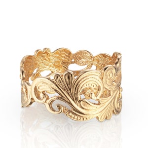 Vintage Wedding Jewelry, Filigree Art Nouveau Design 9k, 14k, 18k Solid Gold, Unique Bridal Jewelry, Women Engagement Band, One of a Kind