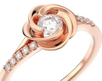 Rose Flower Engagement Ring, 14k / 18k Gold Ring, Vintage Engagement Ring, Vintage Style Engagement Rings for Women, Flower Diamond Ring.