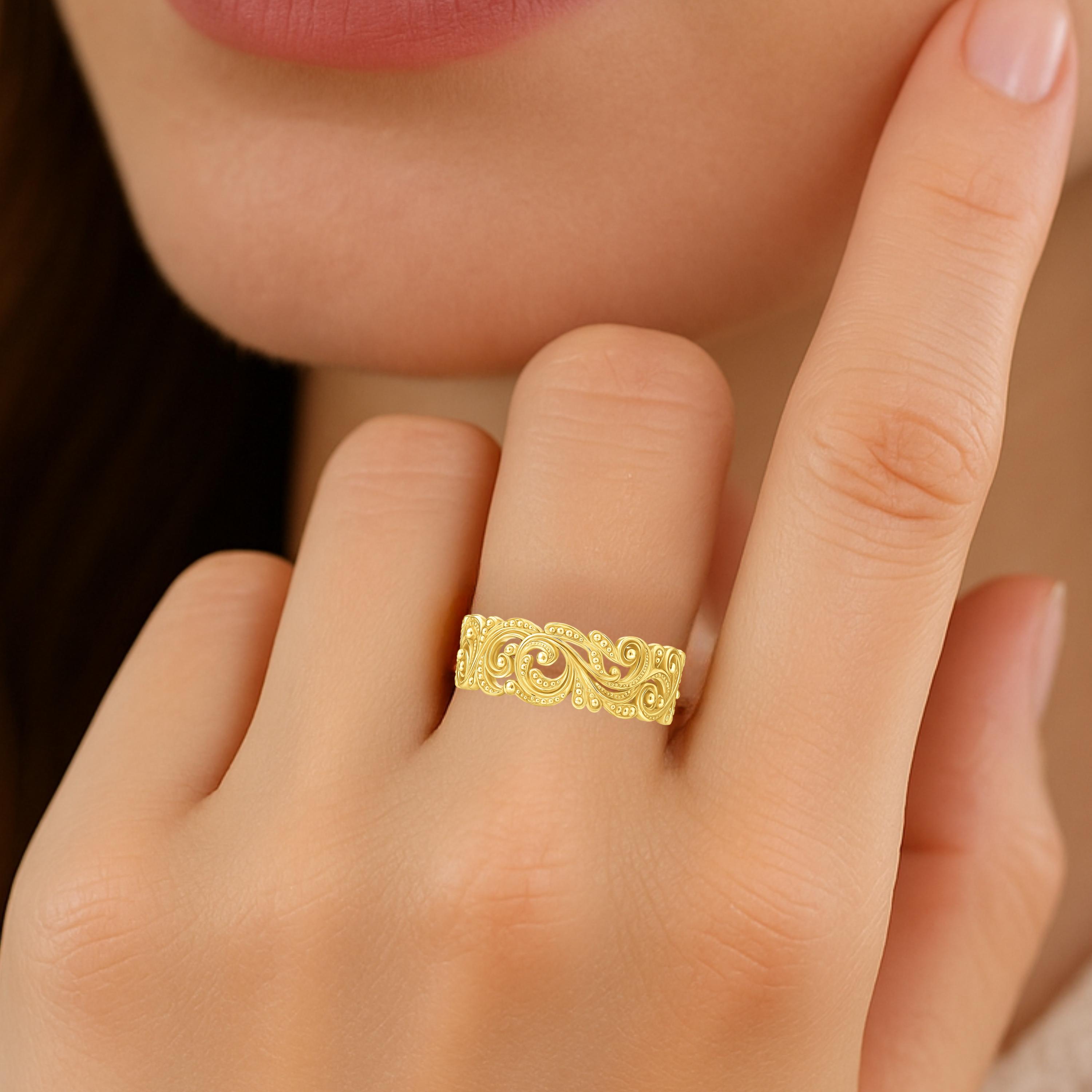 Bague Vermeil Filigranée Avec Émail - Signée Florence Style, Taille 53, Ajustable