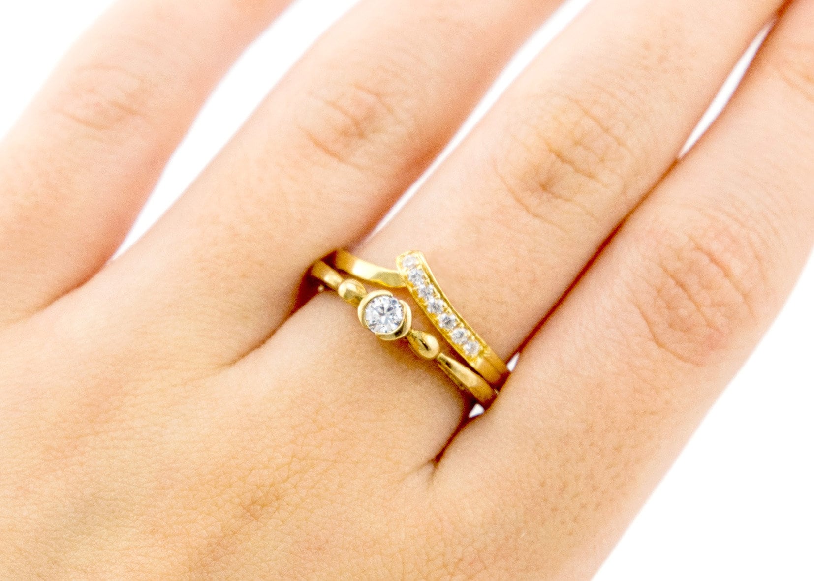 ブライダル リング セット、14k / 18k 女性用ゴールドとダイヤモンドの 