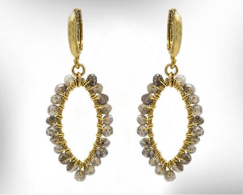 Labradorite Necklace and Earrings Set, Goldfilled Hook, Handmade Jewelry image 2
