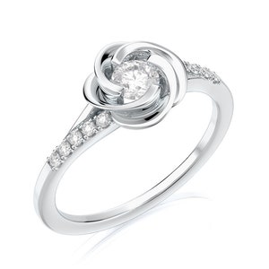 Unique Vintage Flower Engagement Ring For Women, 14/18K White Gold Promise Ring For Her, Vintage Diamond Ring, Delicate Alternative Ring