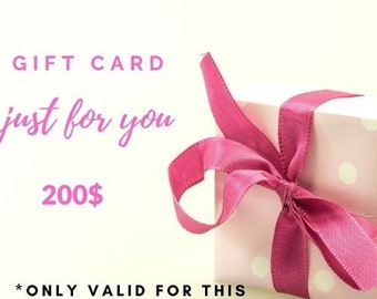 200 USD Gift E-Card for Nurit Design Jewelry Shop, Electronic gift certificate for Christmas, Last minute present for your Loved Ones.