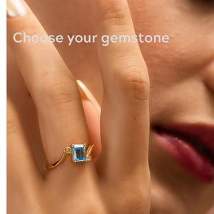 Blue-Topaz December Birthstone Ring, Yellow, Rose and White Gold and Diamond Unique Wedding Ring for Women, Birthday Gemstone Promise ring.