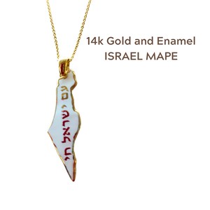 14k Gold Israel Karte Anhänger Halskette, Israel Schmuck Geschenk, Schmuck spirituelles Geschenk, jüdisches Geschenk.