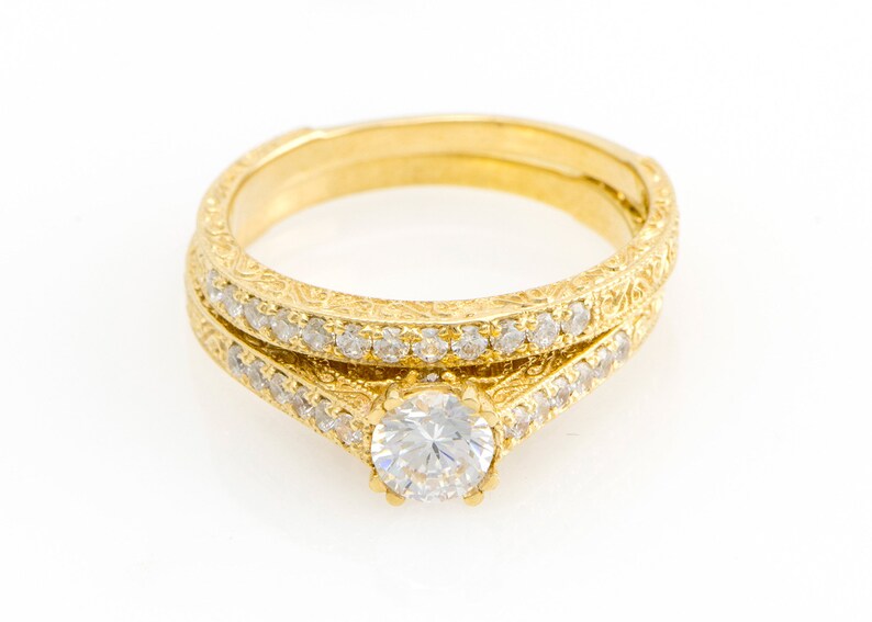 Unique Vintage Wedding Rings Set Bridal Rings Set Stackable Etsy