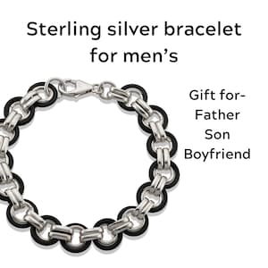 Handmade Sterling Silver & Leather Bracelet for Men - Classic Terandy Jewelry