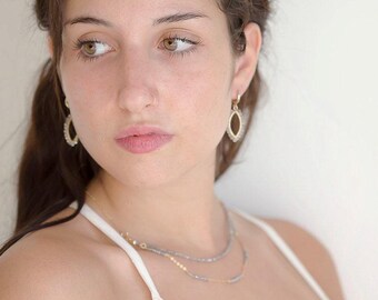 Labradorite Necklace and Earrings Set, Goldfilled Hook, Handmade Jewelry