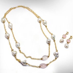 Women Jewelry Sets, Baroque Freshwater Pearl Neclace and Earrings, June Birtstones Jewelry.